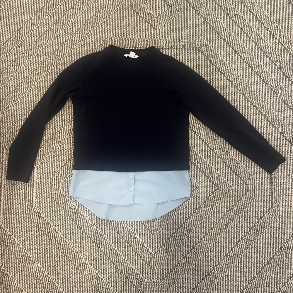 Athleta Navy and Light Blue Women's Top mixed media XXS